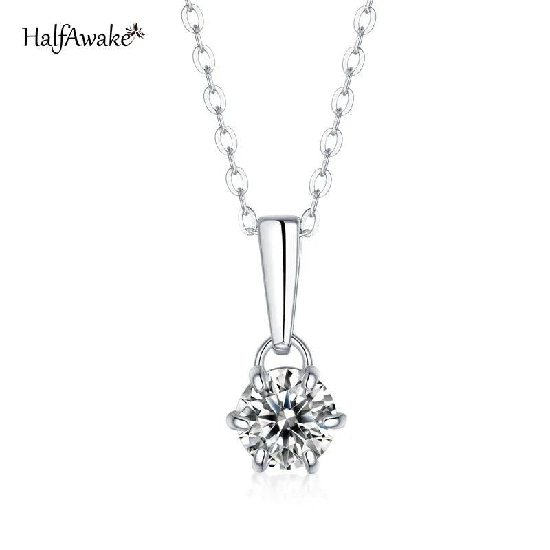D Moissanite Necklace S925 Silver Neck Chain Diamond Pendant