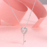 Arrival 925 Sterling Silver Love Key Pendant Necklace