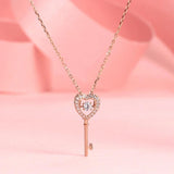 Arrival 925 Sterling Silver Love Key Pendant Necklace