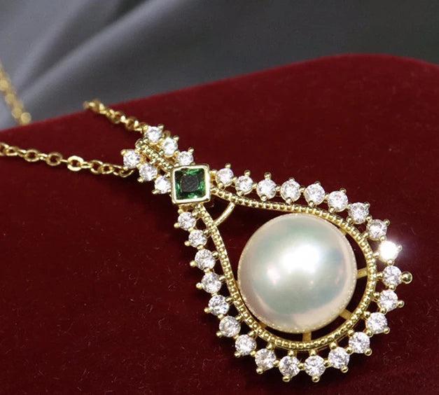 Natural Freshwater Pearl Pendant Necklace Women's Autumn 11-12mm