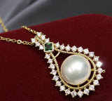 Natural Freshwater Pearl Pendant Necklace Women's Autumn 11-12mm