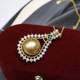 Natural Freshwater Pearl Pendant Necklace Women's Autumn 11-12mm