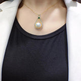 Natural Freshwater Pearl Pendant Necklace Women's Autumn 11-12mm