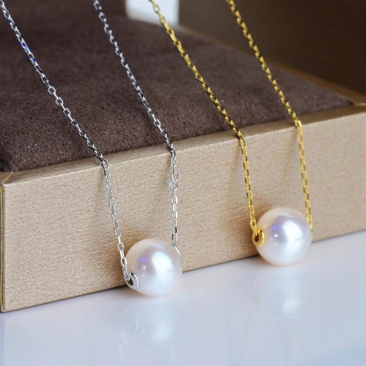 Freshwater Pearl Pendant Necklace Women Sterling Silver Short Clavicle Chain