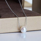 Freshwater Pearl Pendant Necklace Women Sterling Silver Short Clavicle Chain