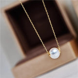 Freshwater Pearl Pendant Necklace Women Sterling Silver Short Clavicle Chain