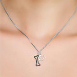 Sterling Silver Dog Paw Print Pendant Bone Necklace