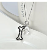 Sterling Silver Dog Paw Print Pendant Bone Necklace