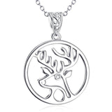 Sterling Silver Elk Pendant Necklace for Christmas