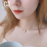 CHENJI S925 Silver Cross Pendant Short Necklace Female Collar Chain