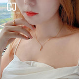 CHENJI S925 Silver Cross Pendant Short Necklace Female Collar Chain