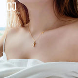 CHENJI S925 Silver Cross Pendant Short Necklace Female Collar Chain