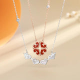 Heart Shape 925 Silver Clover Necklace for Women