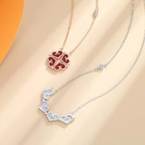 Heart Shape 925 Silver Clover Necklace for Women