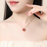 Heart Shape 925 Silver Clover Necklace for Women