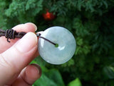 Natural Lavender Green Donut Circle Jadeite Jade Pendant Necklace