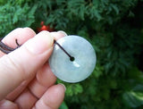 Natural Lavender Green Donut Circle Jadeite Jade Pendant Necklace