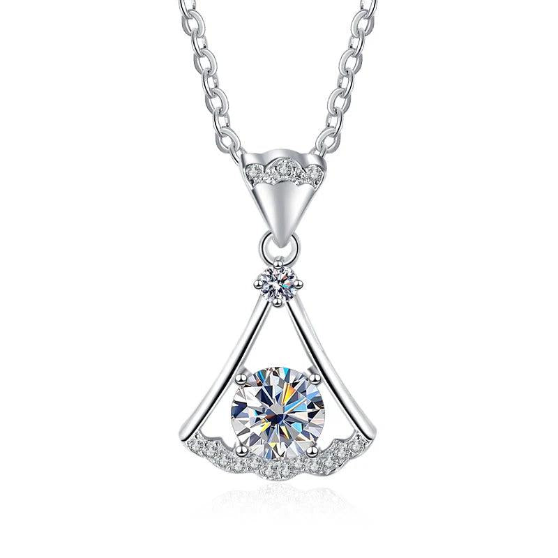 Moissanite Necklace Skirt Pendant 1.0CT Sterling Silver Lab Diamond