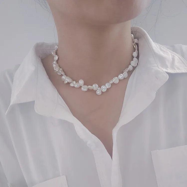 Baroque Freshwater Pearl Oval Necklace for Women