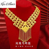 NK337 Peacock Tail Tassel 24KT Necklace for Women