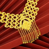 NK337 Peacock Tail Tassel 24KT Necklace for Women
