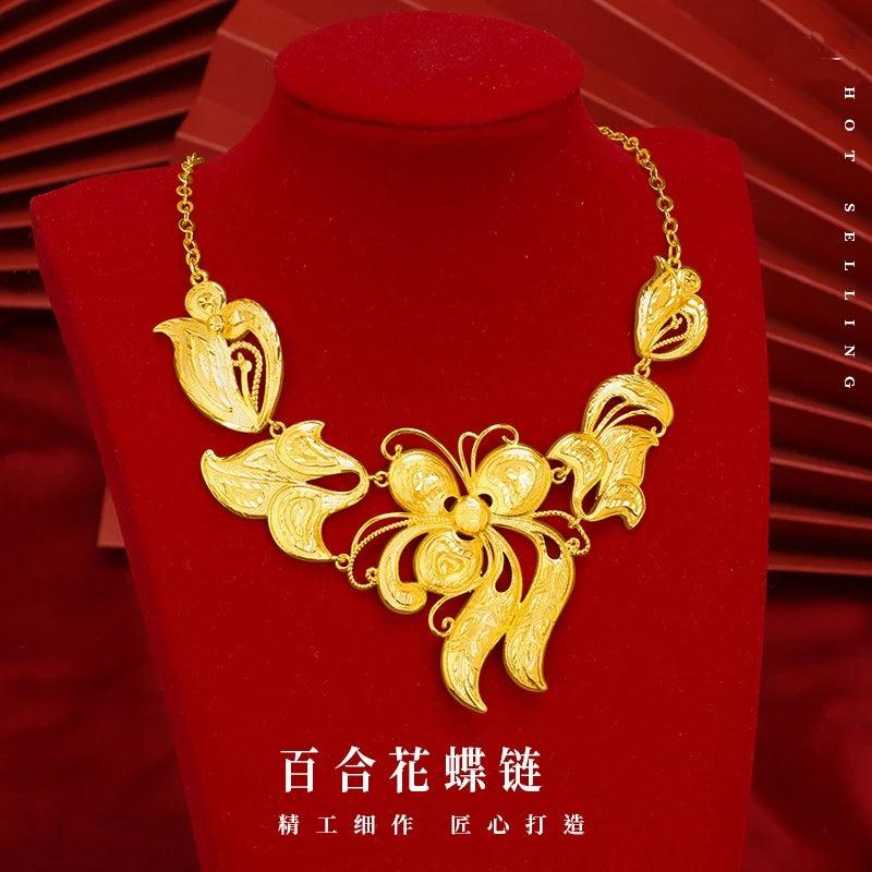 NK338 Flower Tulip 24KT Necklace Bride Wedding Gift