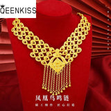 24KT Gold Phoenix Peacock Tassel Necklace