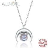 925 Silver Moon Necklace Labradorite Pendant Wedding Gift Rhodium Plating