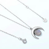925 Silver Moon Necklace Labradorite Pendant Wedding Gift Rhodium Plating