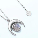 925 Silver Moon Necklace Labradorite Pendant Wedding Gift Rhodium Plating