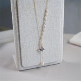 Natural Pearls Women Necklace Butterfly Pendant 925 Sterling Silver