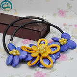 Real Pearl Yellow Shell Flower Leather Necklace Chirstmas Gift
