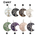 Moon Shape Pendant Necklace Natural Gemstone Birthday Party Necklace