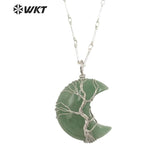 Moon Shape Pendant Necklace Natural Gemstone Birthday Party Necklace