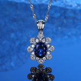 S925 Silver Carbon Diamond Fan Necklace with Gemstones