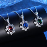 S925 Silver Carbon Diamond Fan Necklace with Gemstones
