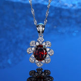S925 Silver Carbon Diamond Fan Necklace with Gemstones