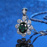 S925 Silver Carbon Diamond Fan Necklace with Gemstones