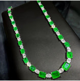 925 Silver Sparkling Emerald High Carbon Tourmaline Choker