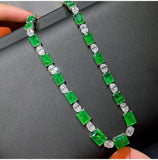 925 Silver Sparkling Emerald High Carbon Tourmaline Choker