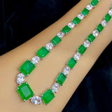 925 Silver Sparkling Emerald High Carbon Tourmaline Choker