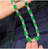 925 Silver Sparkling Emerald High Carbon Tourmaline Choker