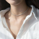 925 Silver Crystal Zircon Inlay Necklace Glamour Jewelry Women
