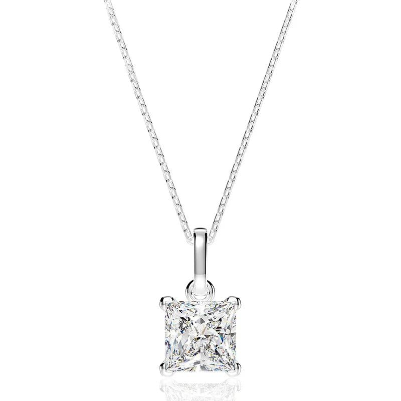 925 Silver Aquamarine Diamond Pendant Necklace for Women
