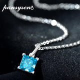 925 Silver Aquamarine Diamond Pendant Necklace for Women