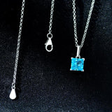 925 Silver Aquamarine Diamond Pendant Necklace for Women