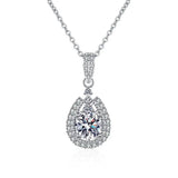 925 Silver 1CT Moissanite Water Drop Pendant Necklace D VVS1