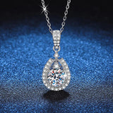 925 Silver 1CT Moissanite Water Drop Pendant Necklace D VVS1