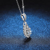 925 Silver 1CT Moissanite Water Drop Pendant Necklace D VVS1