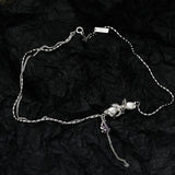 MLKENLY Rice Bead Necklace S925 Sterling Silver Small Pearl Zircon Necklace